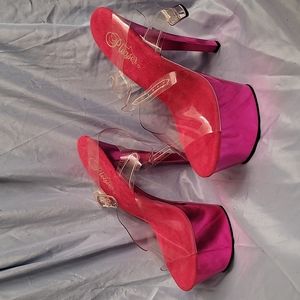 Hot pink pleaser heels